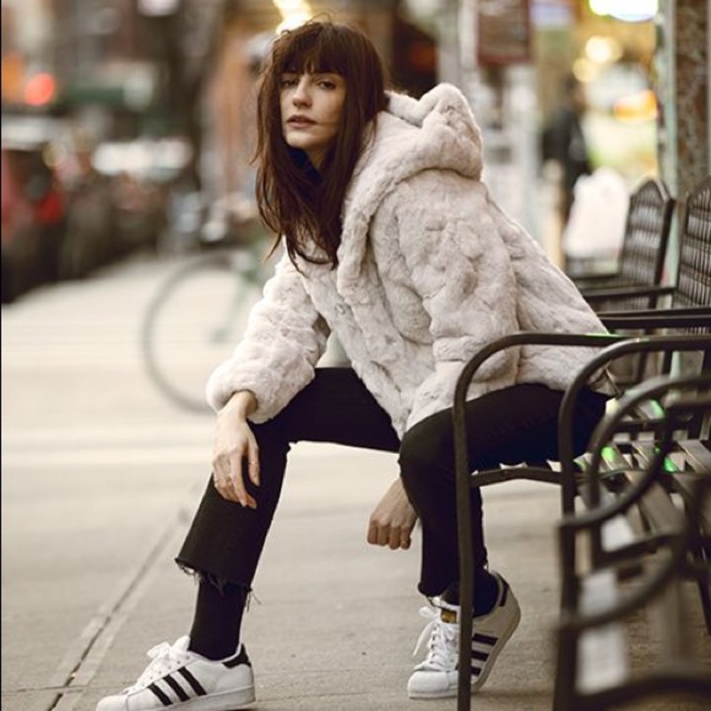 Heart loom faux fur jacket